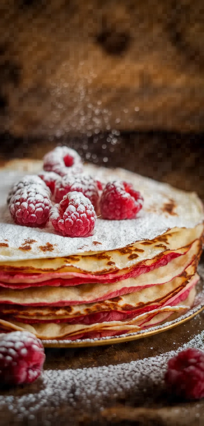 Powdered Raspberry Crepes Recipe