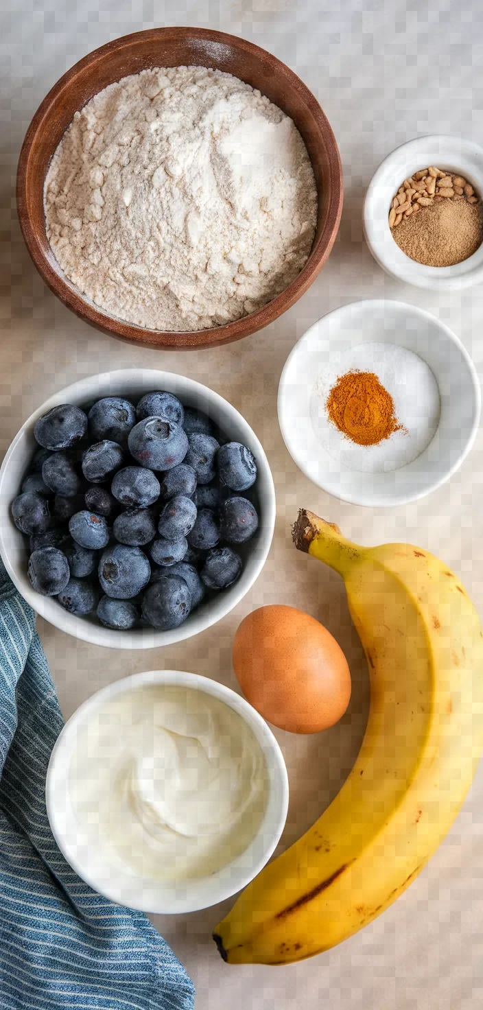 Ingredients photo for Banana Blueberry Muffins Recipe