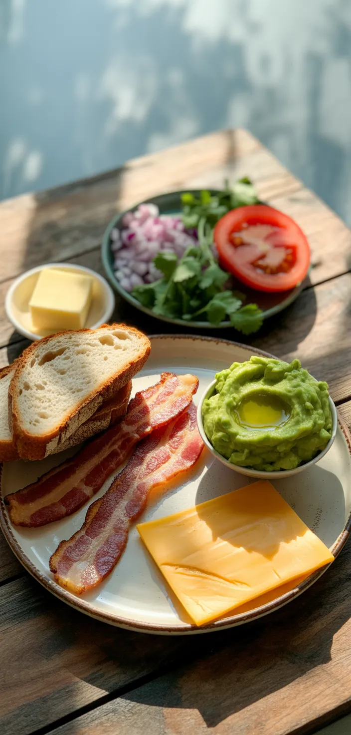 Ingredients photo for Bacon Guacamole Grilled Cheese Sandwich Recipe