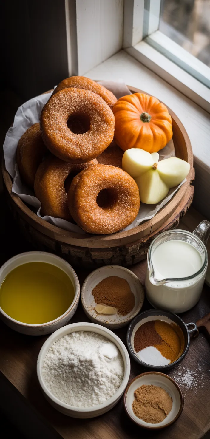 Ingredients photo for Pumpkin Cinnamon Sugar Donuts (Includes Vegan Version) Recipe