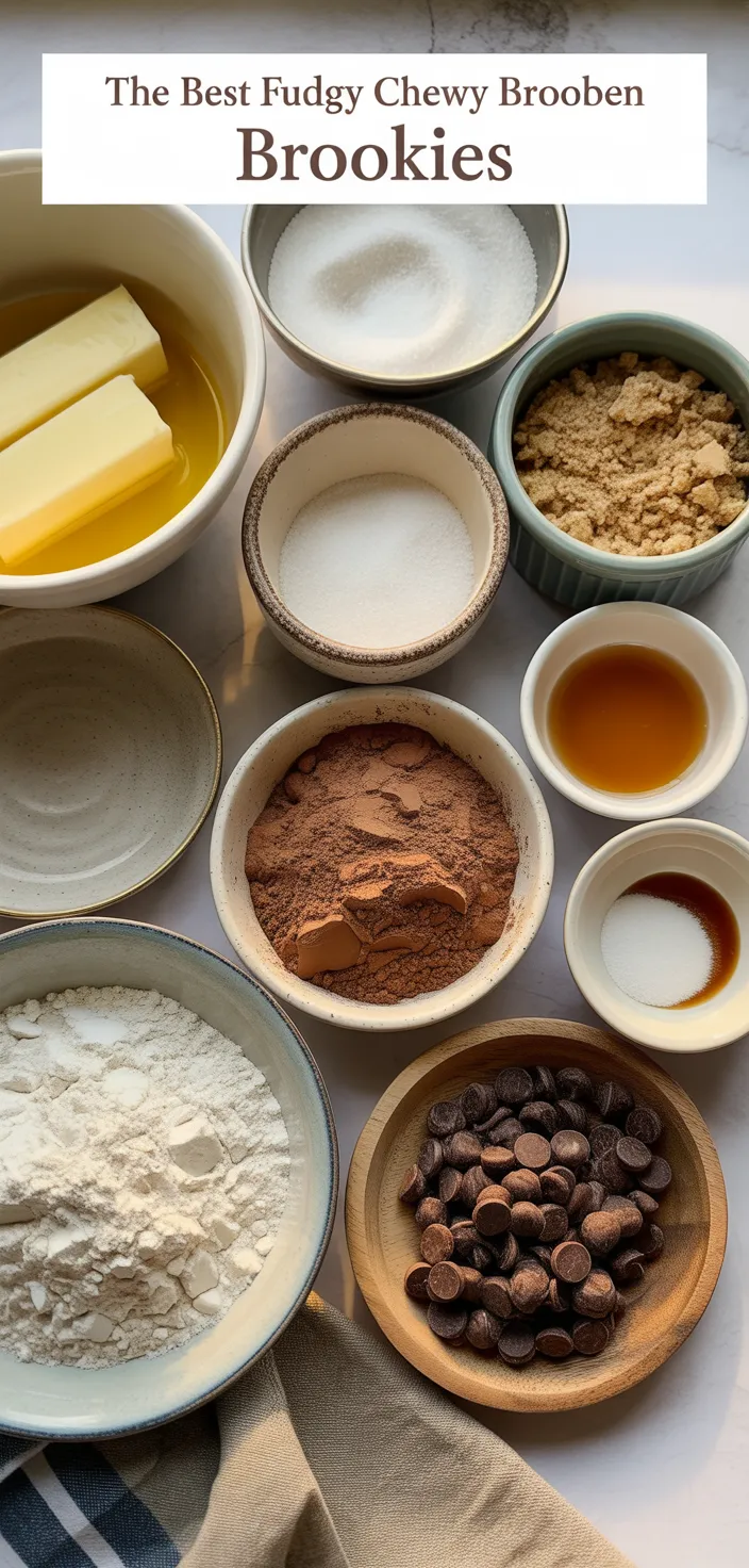 Ingredients photo for The Best Fudgy Chewy Browkies (Brookies) Recipe