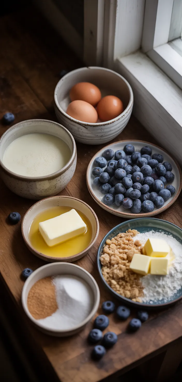 Ingredients photo for Blueberry Buttermilk Pancake Casserole Recipe