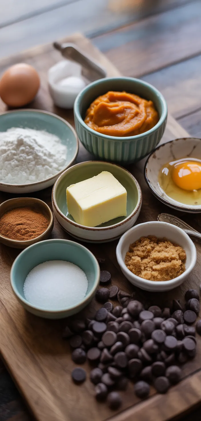 Ingredients photo for Classic Pumpkin Chocolate Chip Cookies Recipe