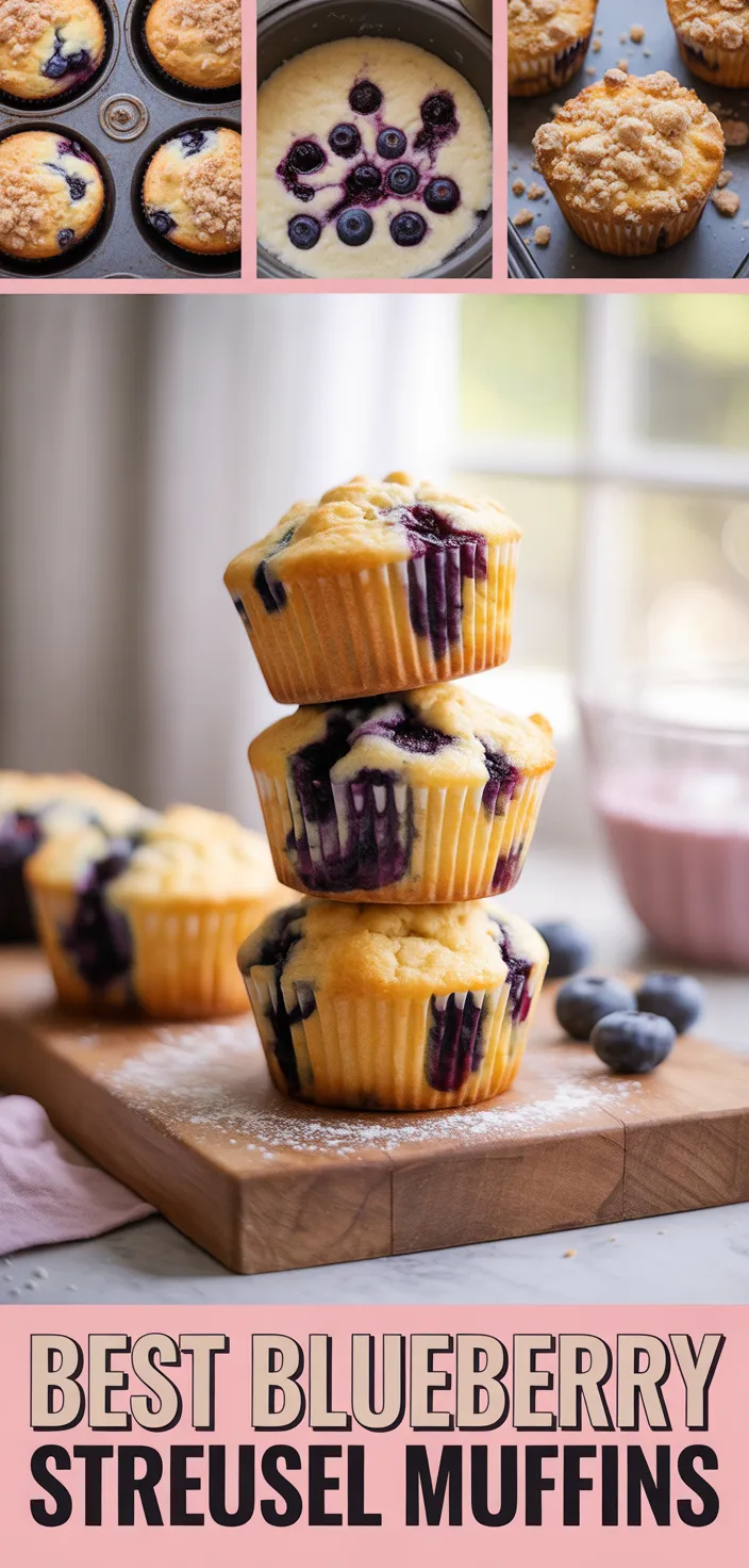 A photo of The BEST Blueberry Muffin Recipe With Streusel