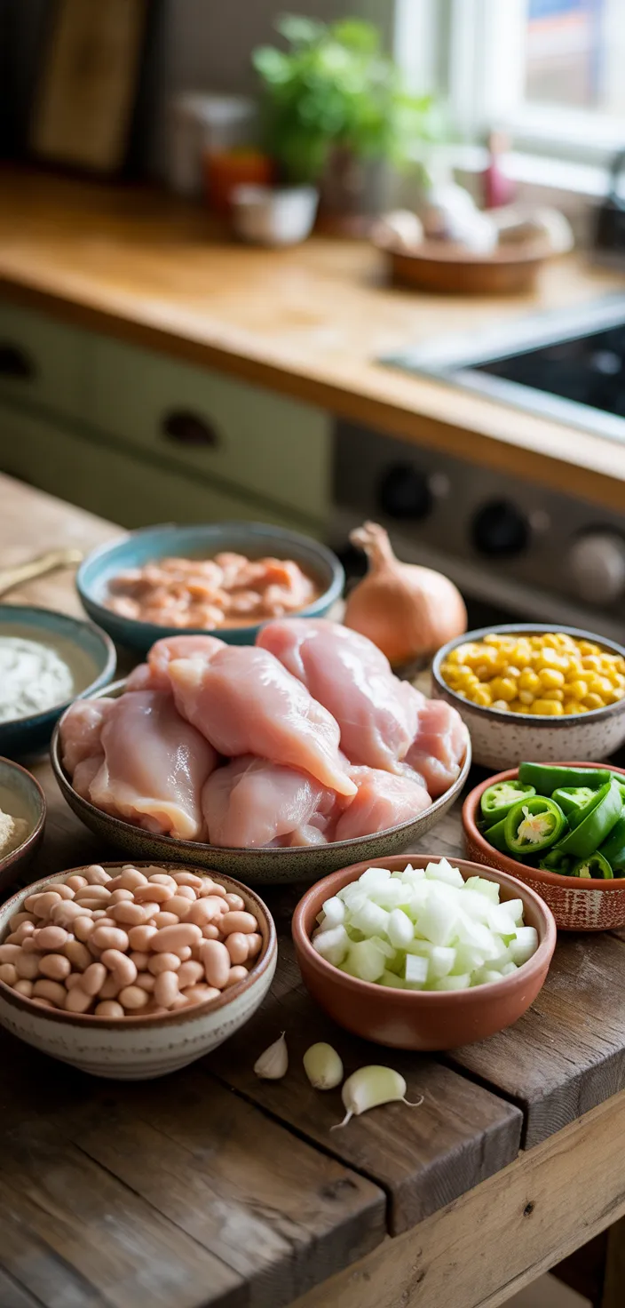 Ingredients photo for Crockpot Creamy White Chicken Chili Recipe
