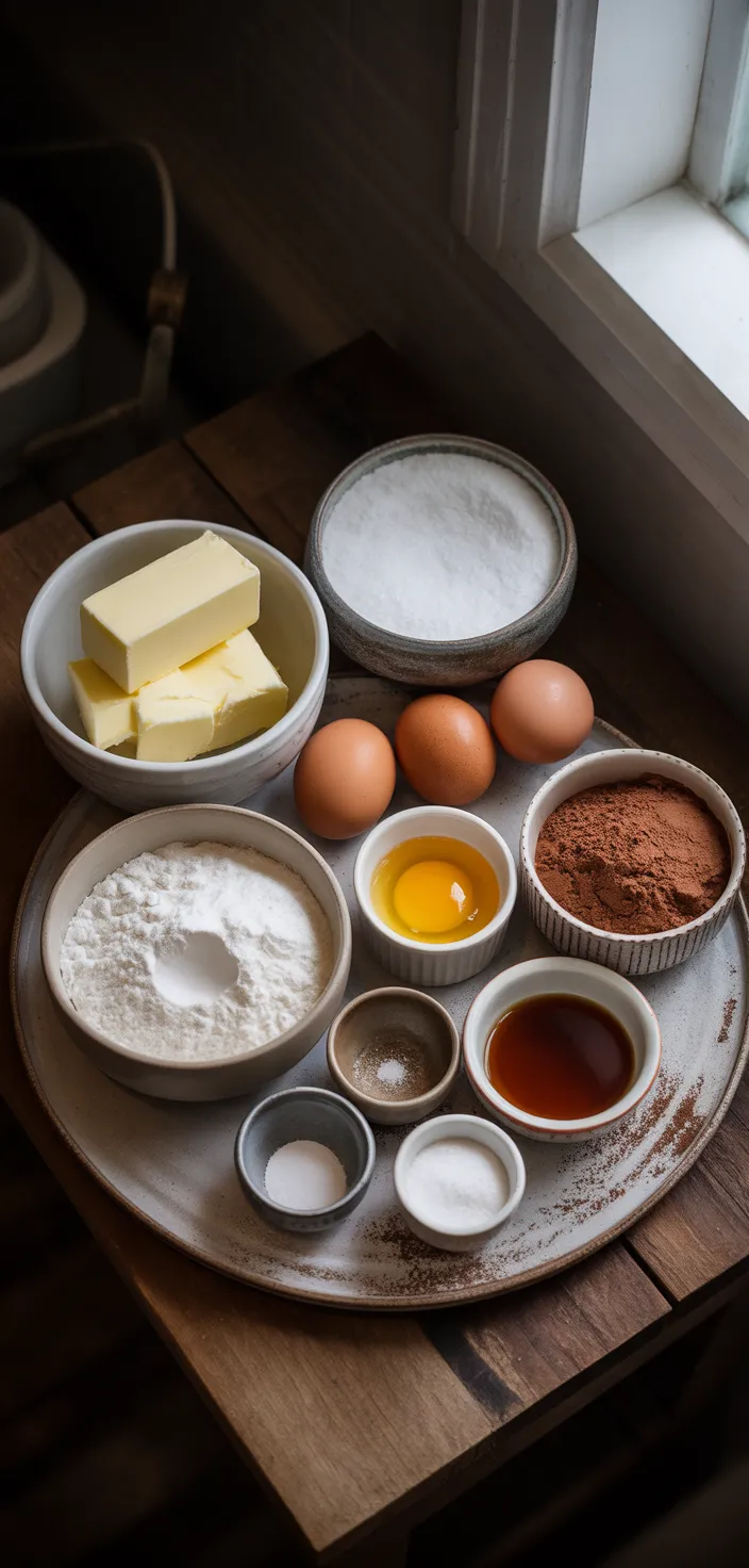 Ingredients photo for Fudgy Brownie Crinkle Cookies Recipe