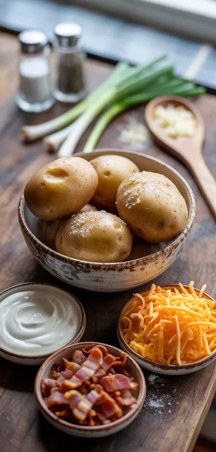 Ingredients photo for LOADED BAKED POTATO SALAD WITH BACON & SOUR CREAM Recipe