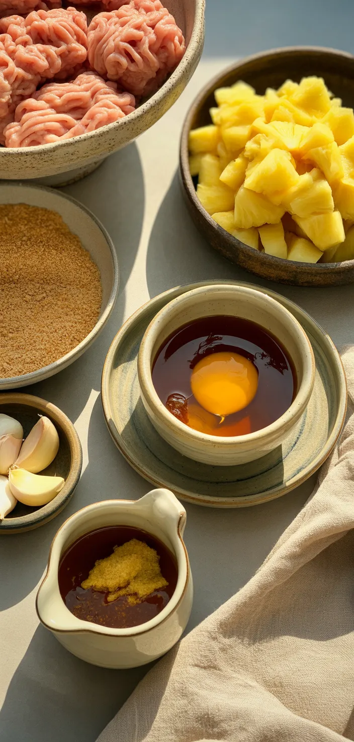 Ingredients photo for Pineapple Teriyaki Chicken Meatballs Recipe