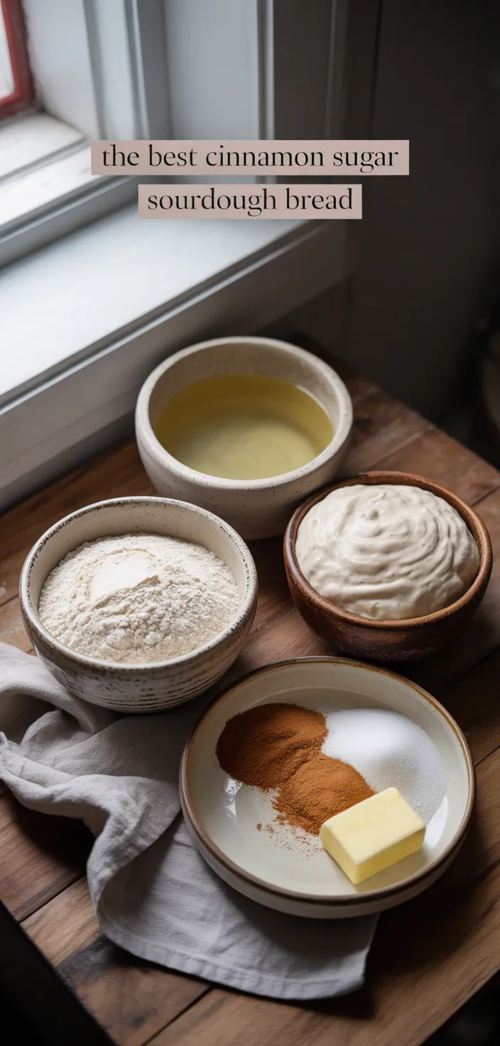 Ingredients photo for The Best Cinnamon Sugar Sourdough Bread Recipe