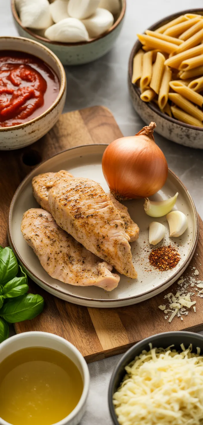 Ingredients photo for High Protein Chicken Parmesan Pasta Recipe