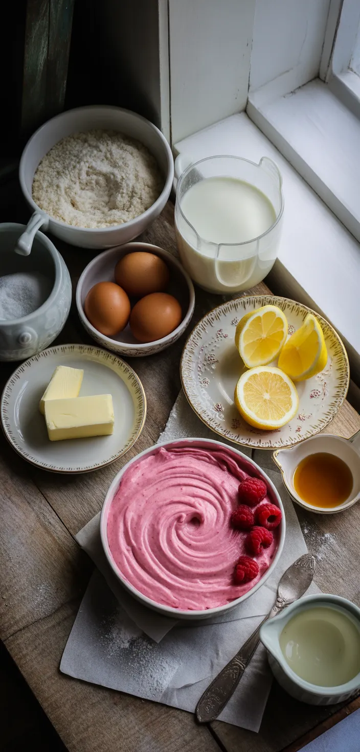 Ingredients photo for Lemon Cupcakes With Raspberry Buttercream Frosting Recipe