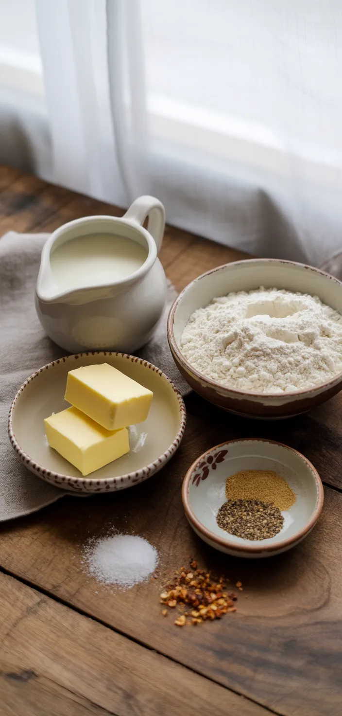 Ingredients photo for Southern White Gravy Recipe