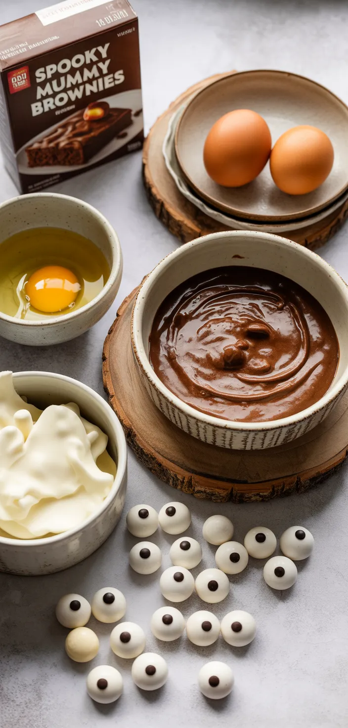 Ingredients photo for Spooky Mummy Brownies Recipe