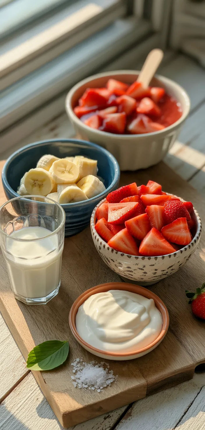Ingredients photo for Strawberry Banana Popsicles Recipe
