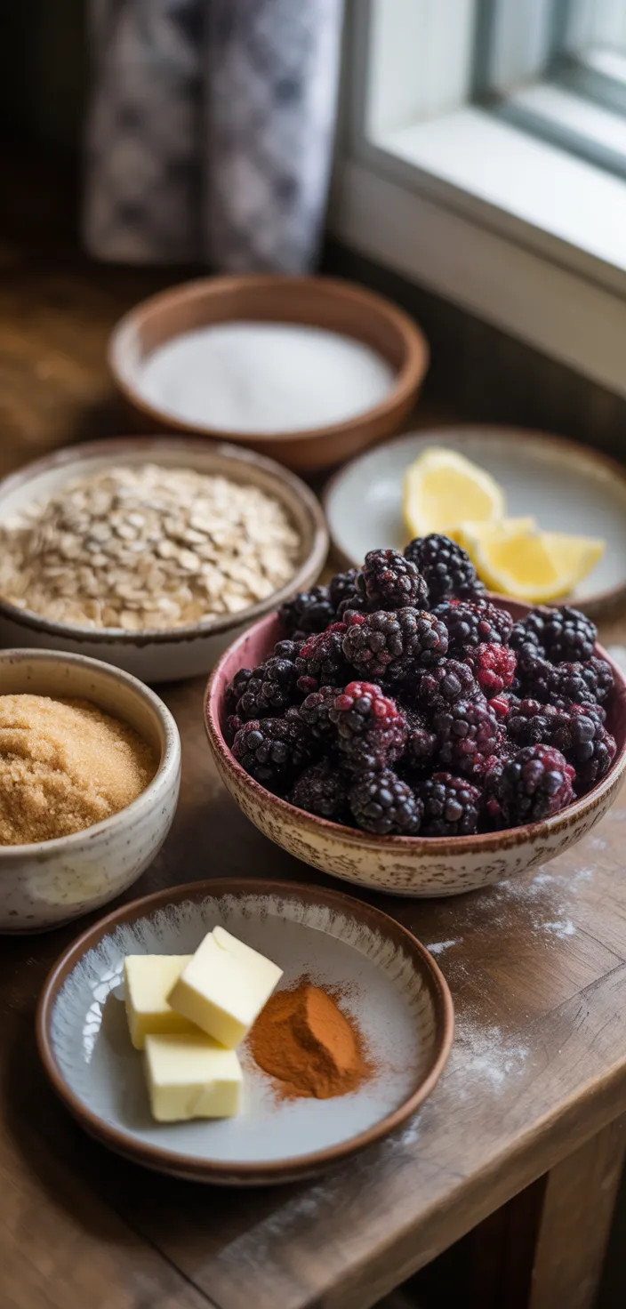 Ingredients photo for Blackberry Oatmeal Bars Recipe
