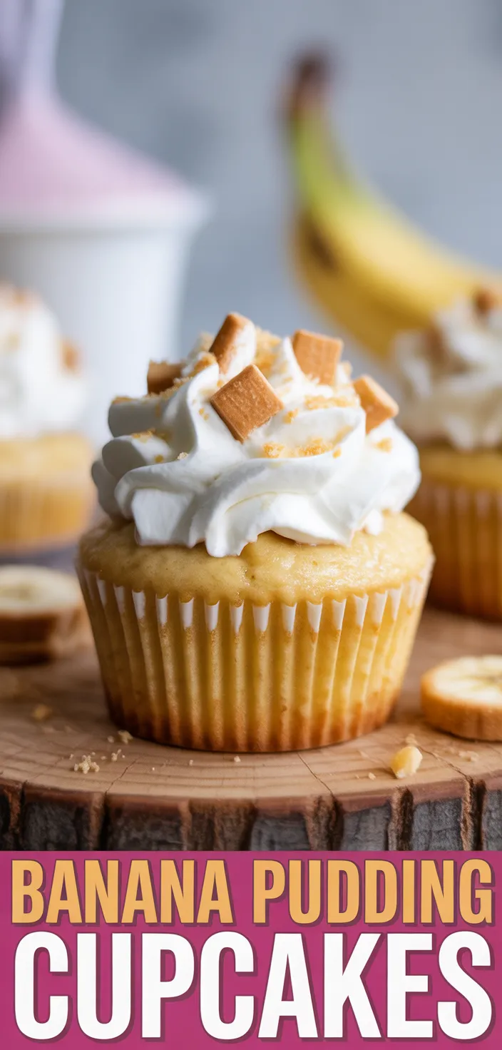A photo of Banana Pudding Cupcakes With Whipped Cream Frosting Recipe