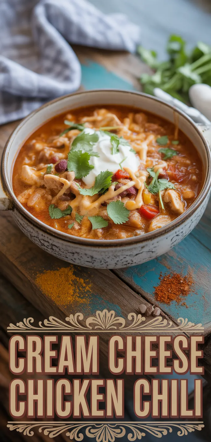 A photo of Crock Pot Cream Cheese Chicken Chili Recipe