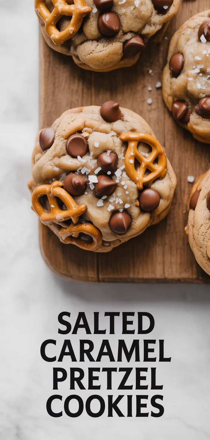A photo of Salted Caramel Pretzel Chocolate Chip Cookies Recipe