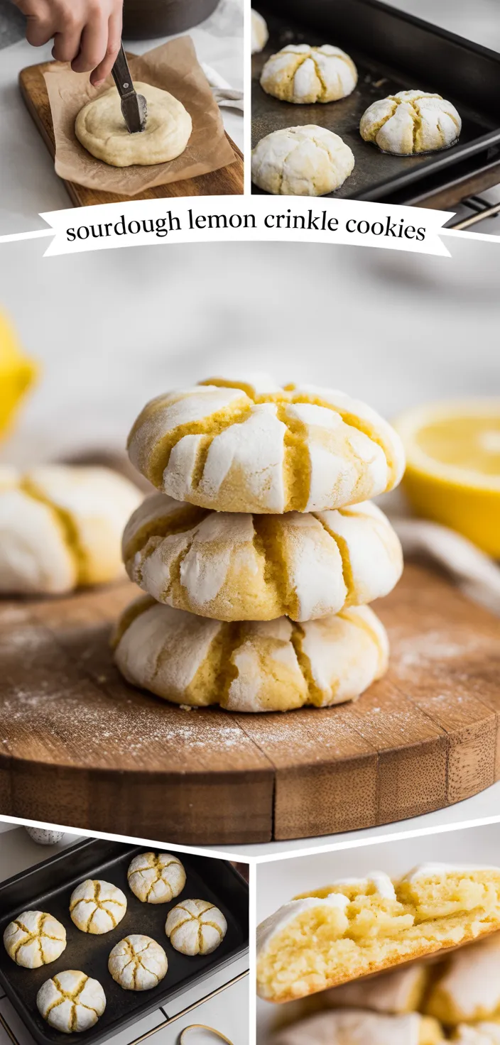 A photo of Sourdough Lemon Crinkle Cookies Recipe