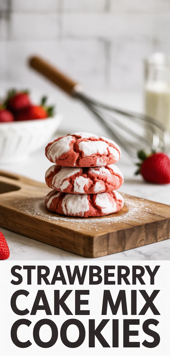 A photo of Strawberry Cake Mix Cookies Recipe