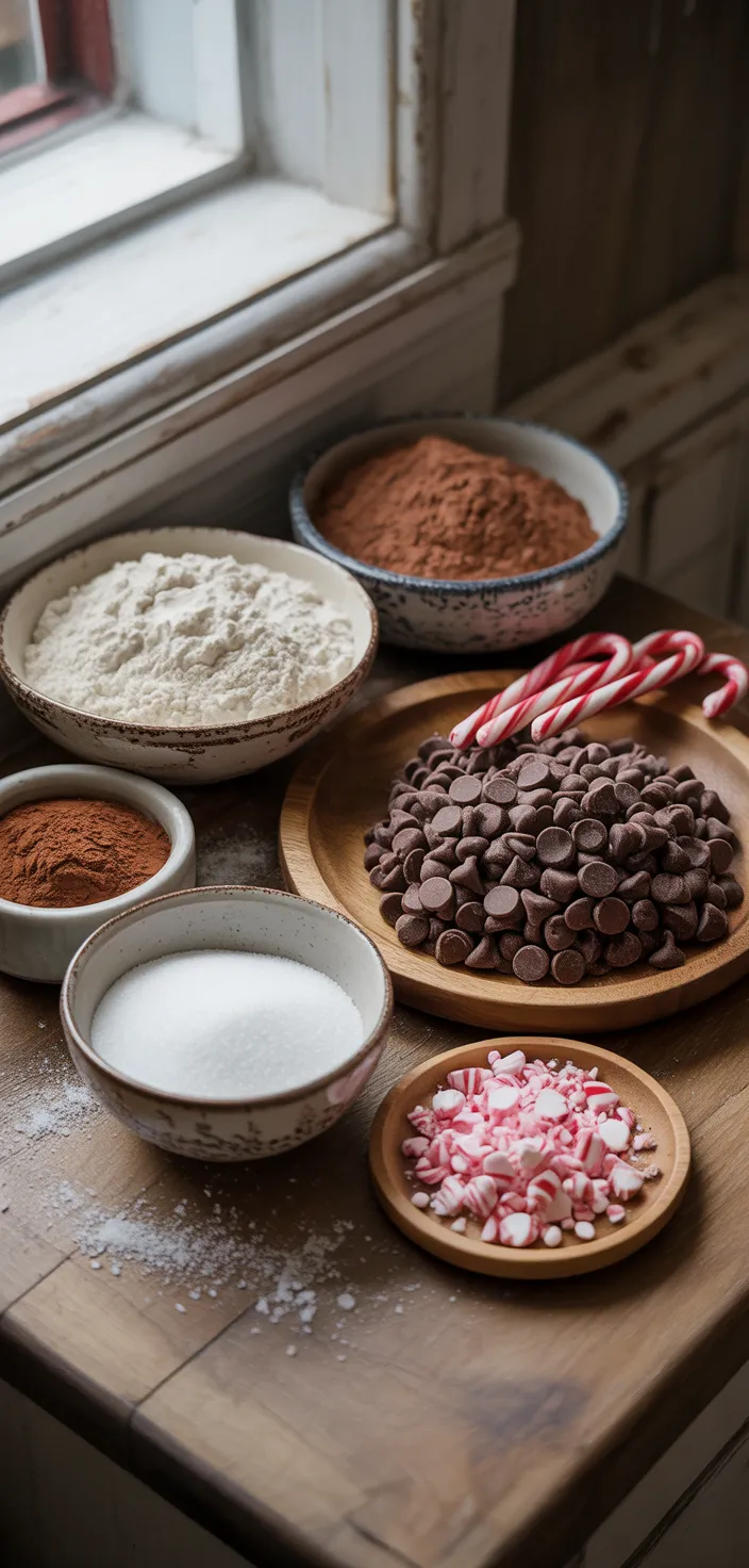 Ingredients photo for DOUBLE CHOCOLATE CHIP PEPPERMINT COOKIES Recipe