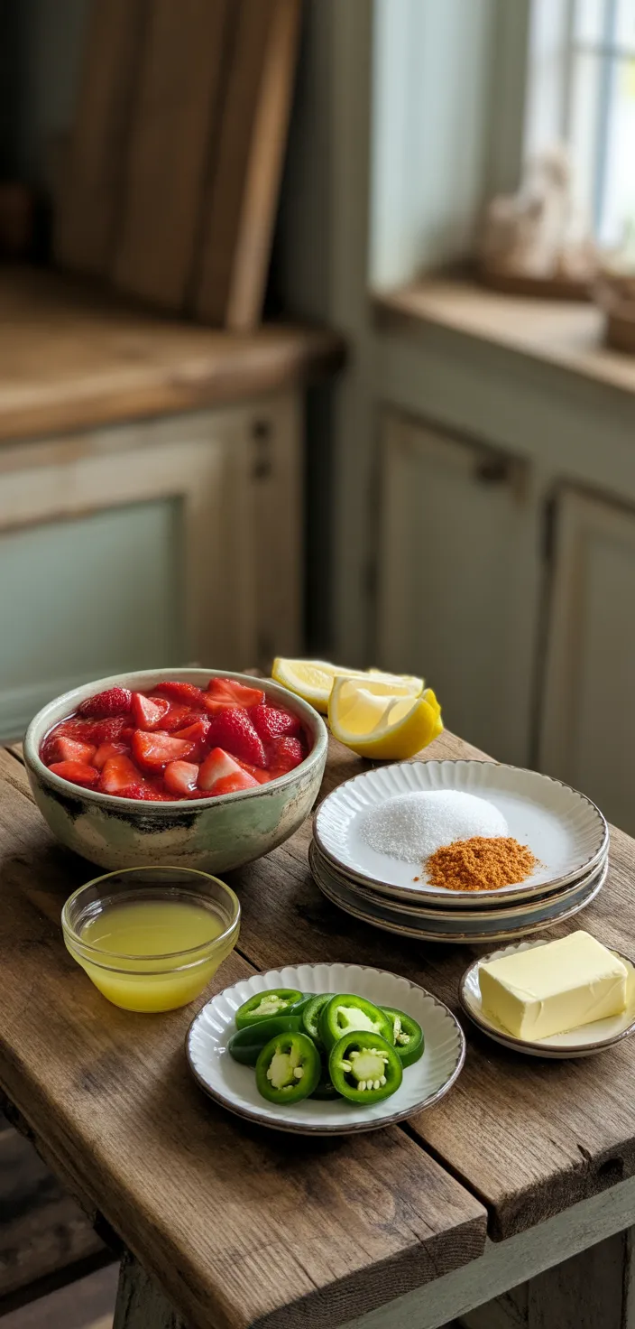 Ingredients photo for Jalapeño Strawberry Jam Recipe