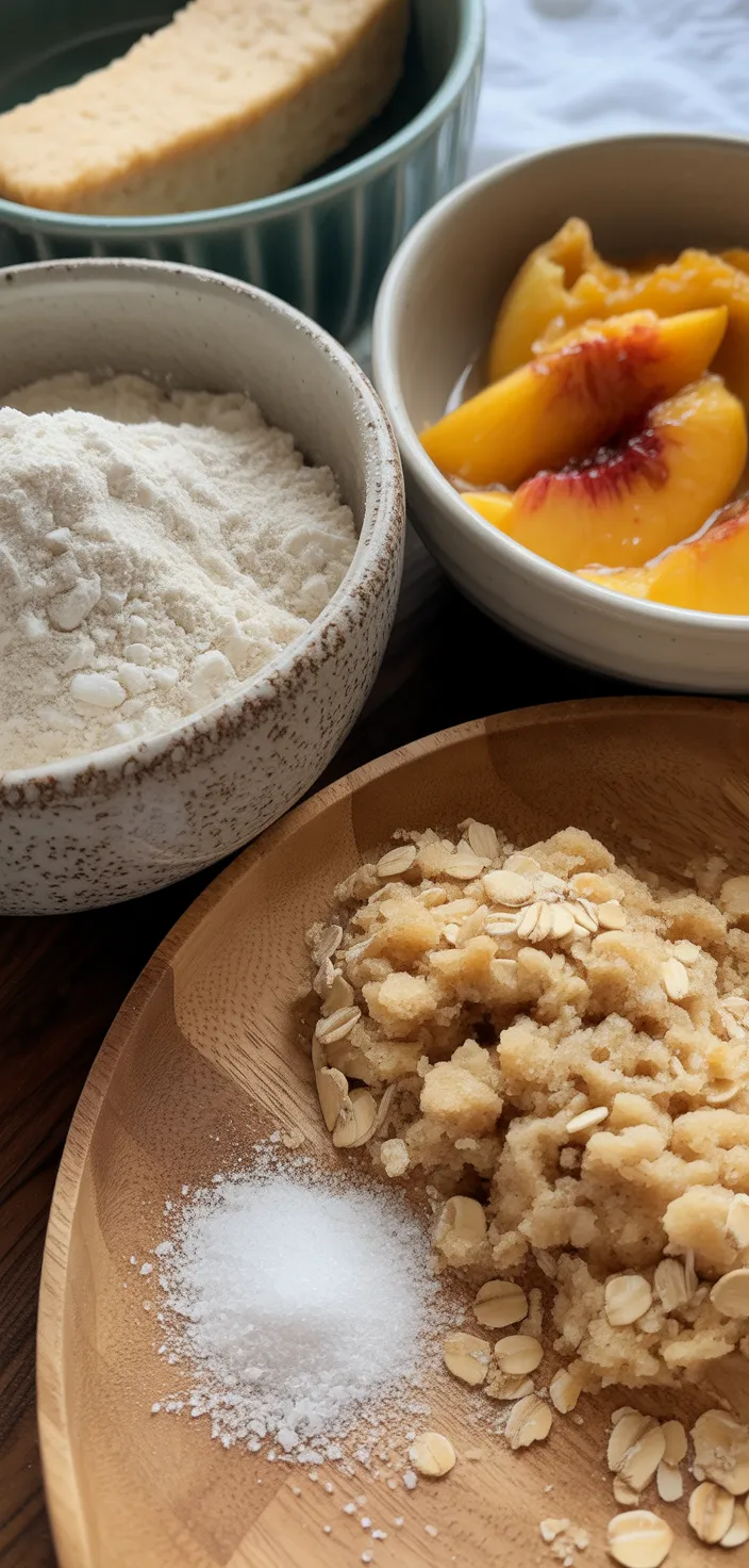 Ingredients photo for PEACH PIE CRUMBLE BARS Recipe