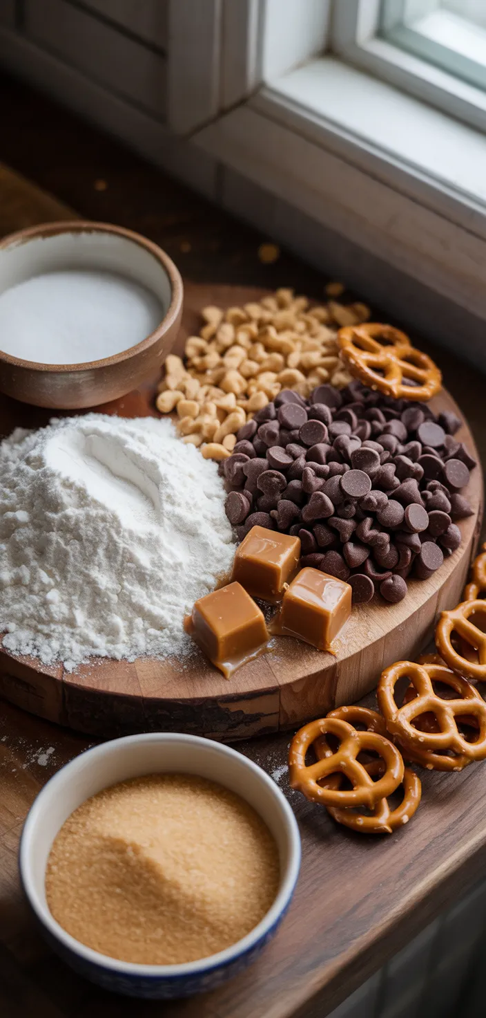 Ingredients photo for Salted Caramel Pretzel Chocolate Chip Cookies Recipe