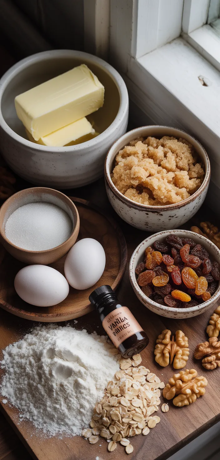 Ingredients photo for Soft Oatmeal Raisin Cookies Recipe