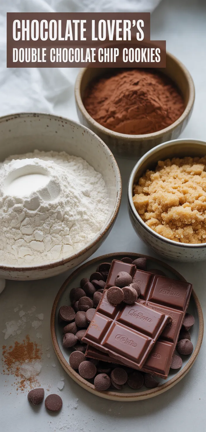 Ingredients photo for Chocolate Lover's Double Chocolate Chip Cookies Recipe