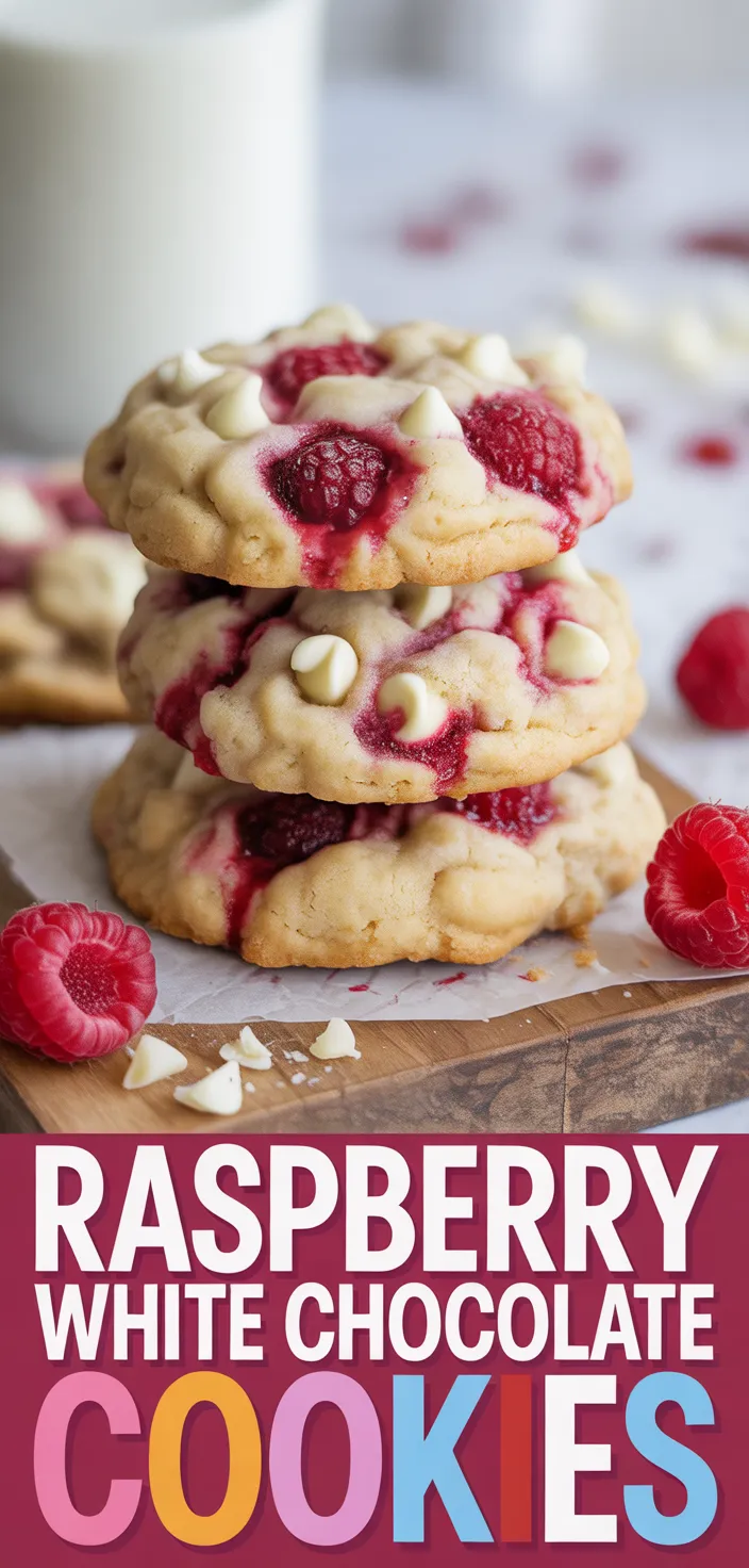 A photo of Bakery Style Raspberry White Chocolate Cookies Recipe