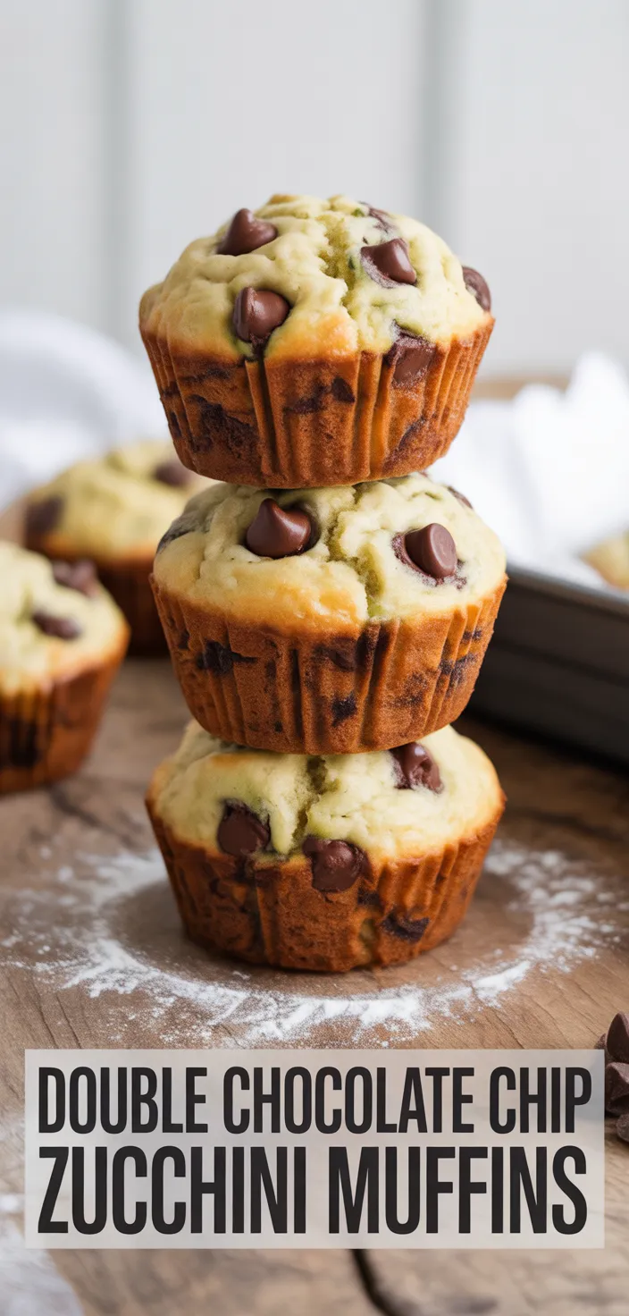 A photo of Double Chocolate Chip Zucchini Muffins Recipe