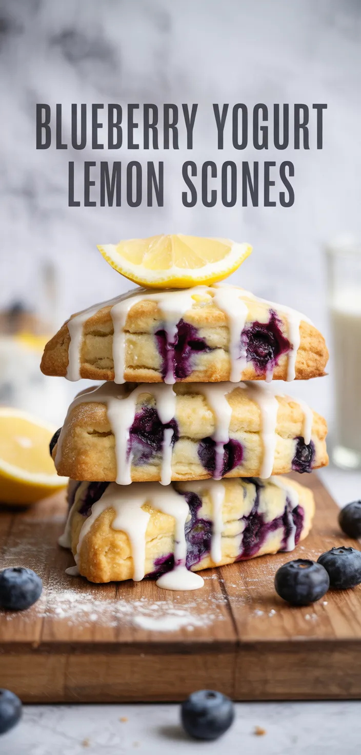 A photo of Easy Blueberry Greek Yogurt Scones Recipe With Lemon