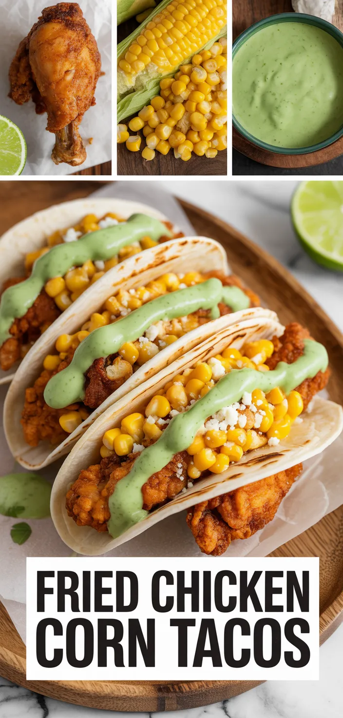 A photo of Fried Chicken Street Corn Tacos With Jalapeño Lime Ranch Recipe