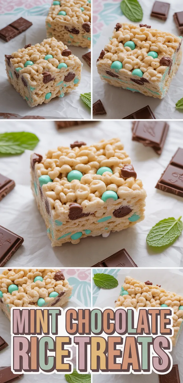 A photo of Mint Chocolate Chip Rice Krispie Treats Recipe