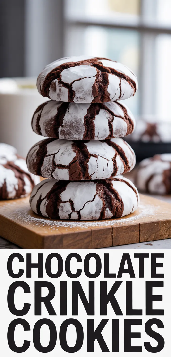 A photo of The BEST Chocolate Crinkle Cookies Dessert Recipe