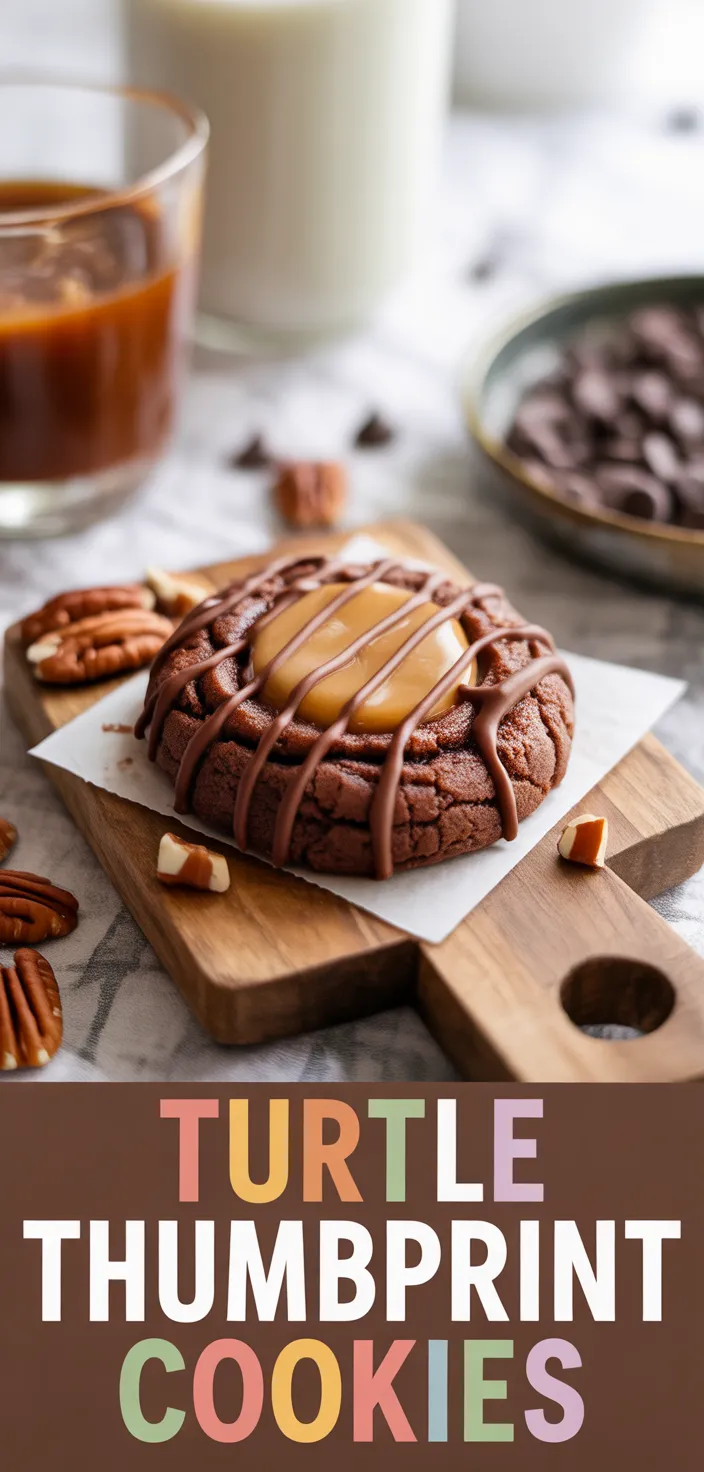 A photo of Turtle Thumbprint Cookies Recipe