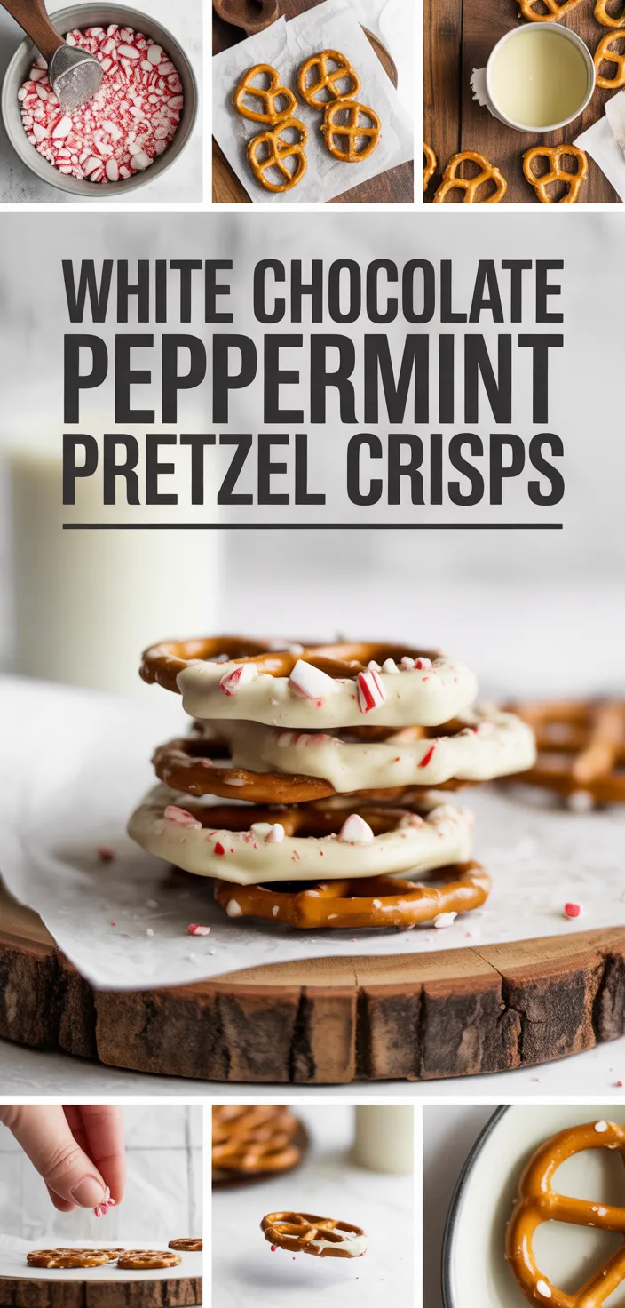 A photo of White Chocolate Peppermint Pretzel Crisps Recipe