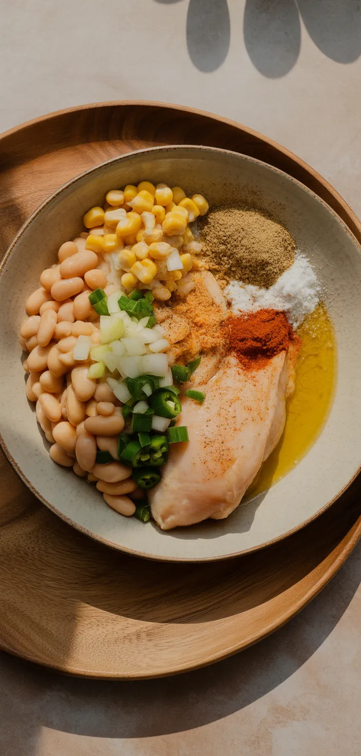 Ingredients photo for Crockpot Healthy White Chicken Chili Recipe