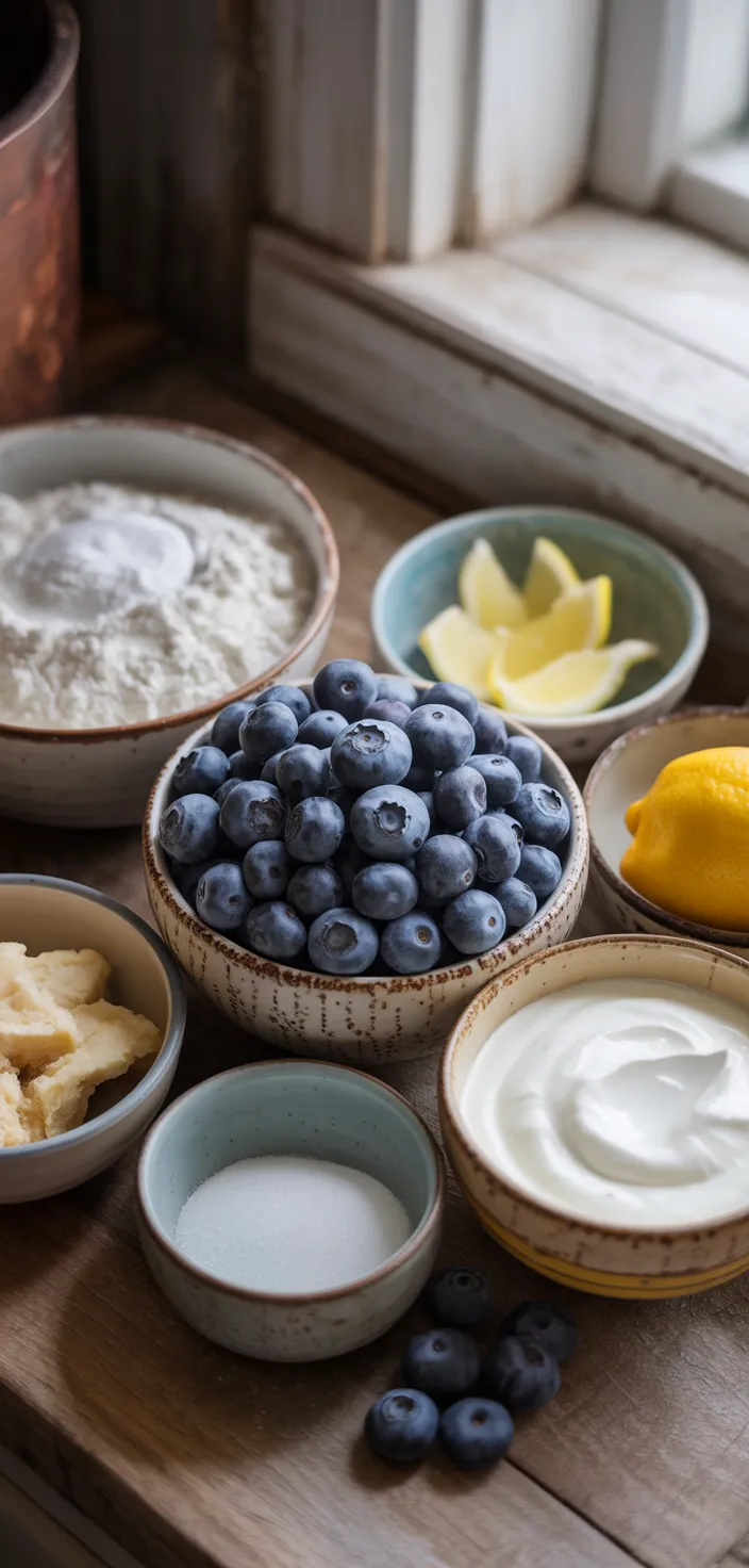 Ingredients photo for Easy Blueberry Greek Yogurt Scones Recipe With Lemon