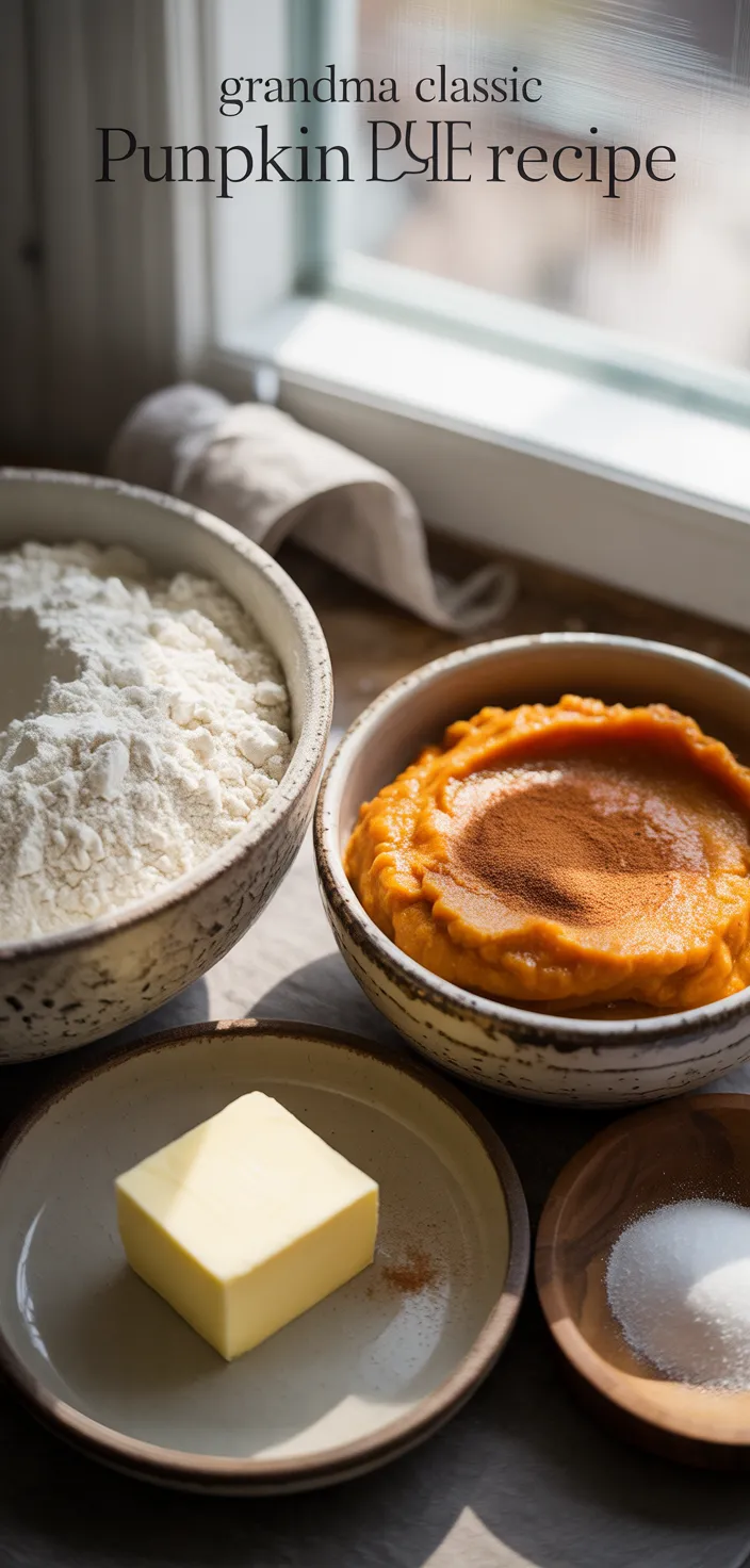 Ingredients photo for Grandma Classic Pumpkin Pie Recipe