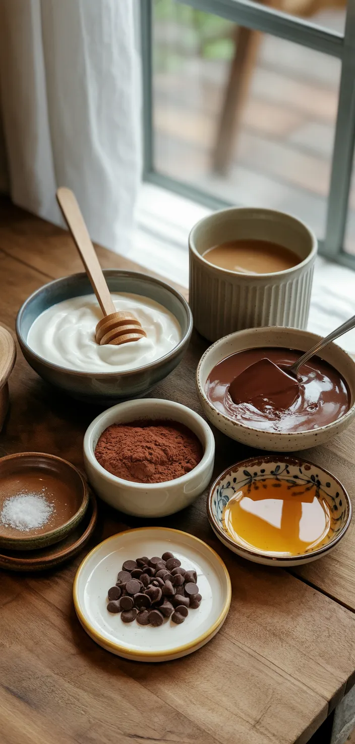 Ingredients photo for Healthy Greek Yogurt Chocolate Fudge Pops Recipe