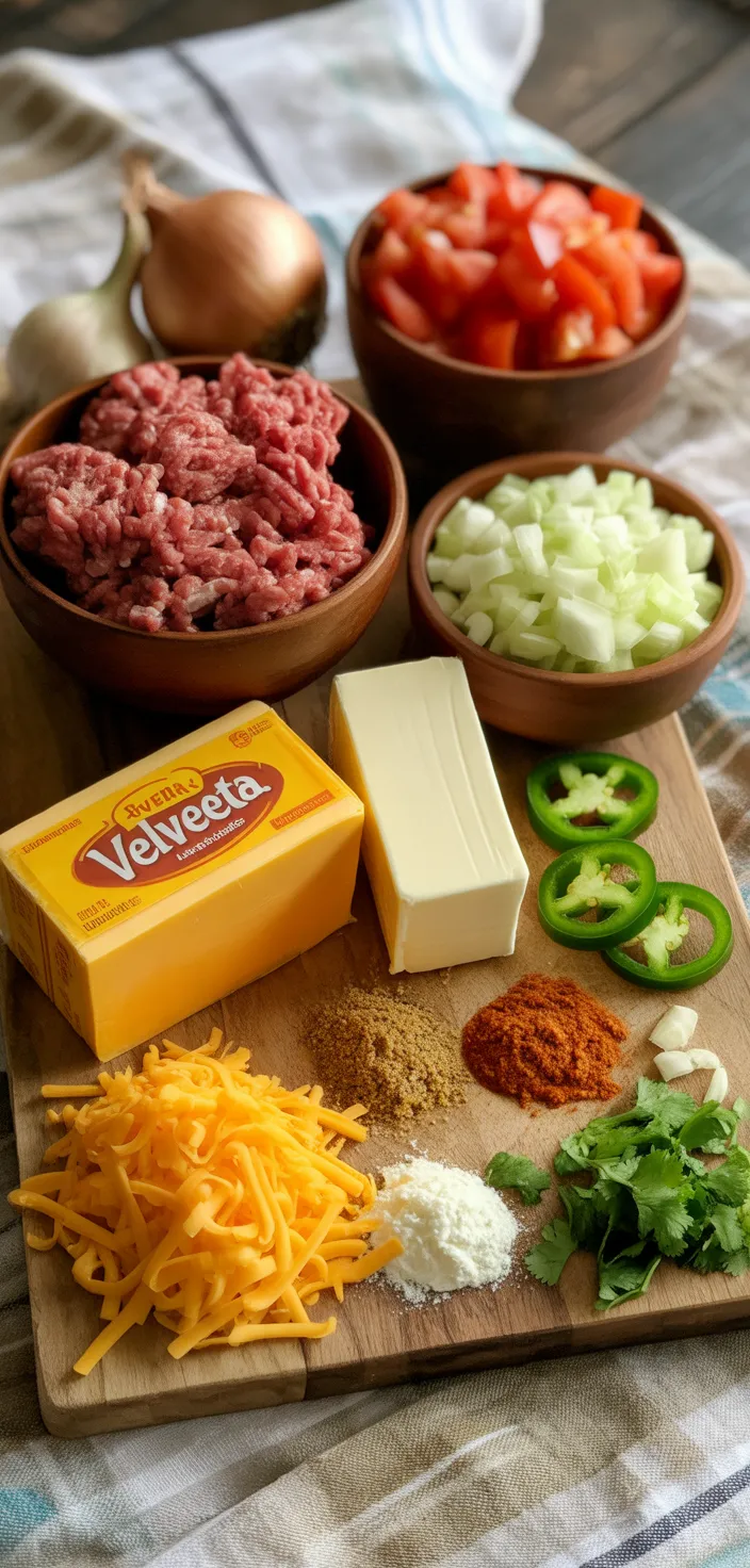 Ingredients photo for The Best Slow Cooker Queso Dip Recipe