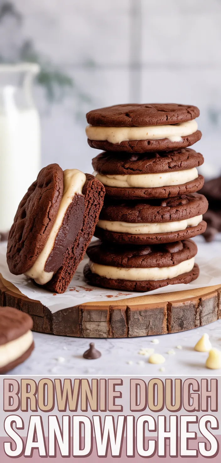 A photo of Brownie Cookie Dough Sandwich Cookies: A Decadent Dessert Delight Recipe