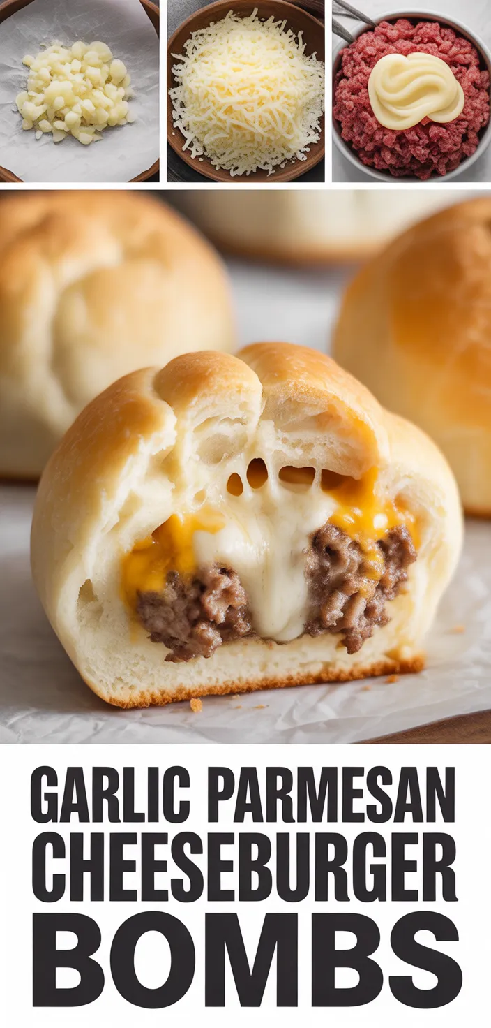 A photo of Garlic Parmesan Cheeseburger Bombs Recipe