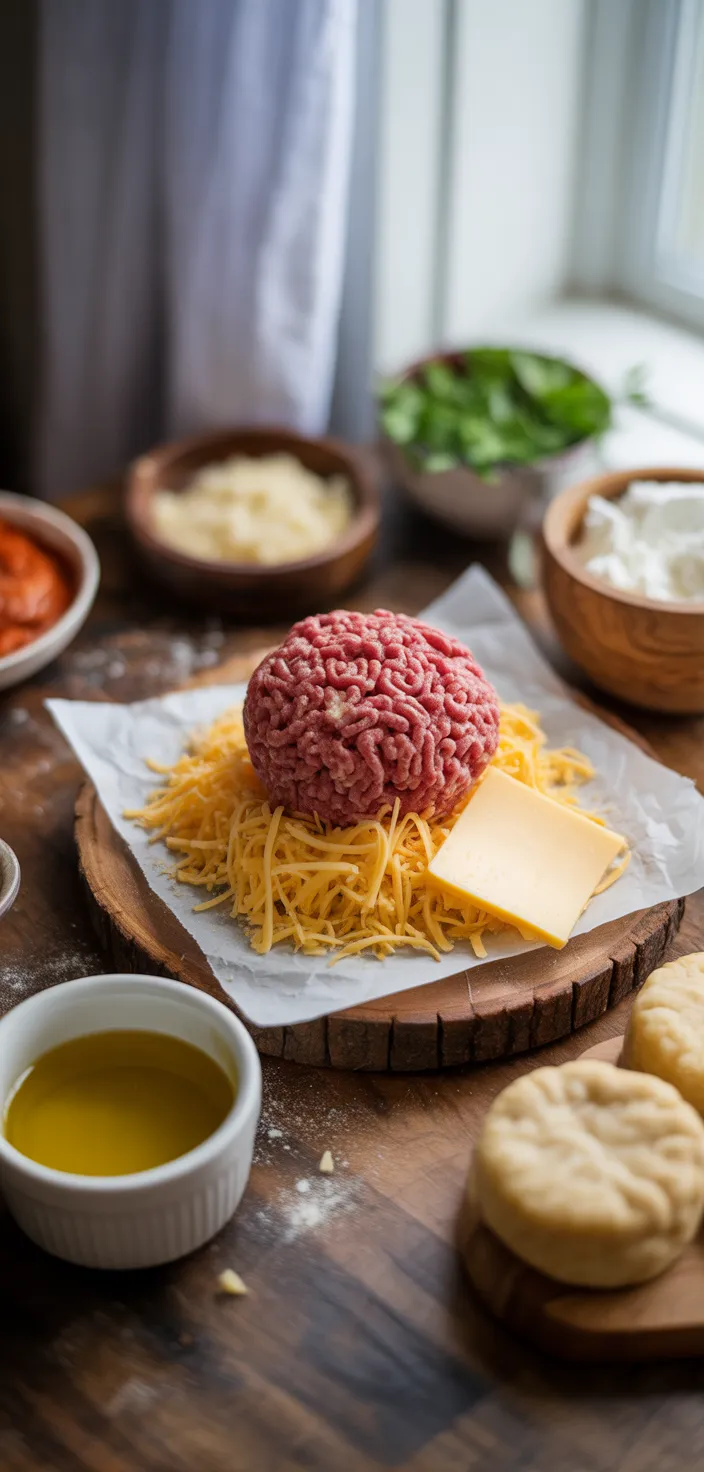 Ingredients photo for Garlic Parmesan Cheeseburger Bombs Recipe