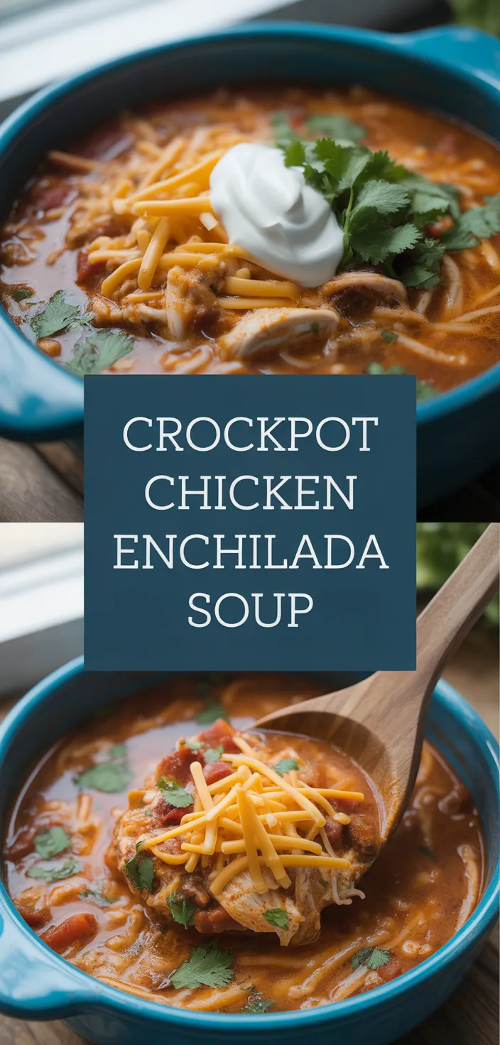 A photo of Crockpot Chicken Enchilada Soup {Easy + Low Calorie} Recipe