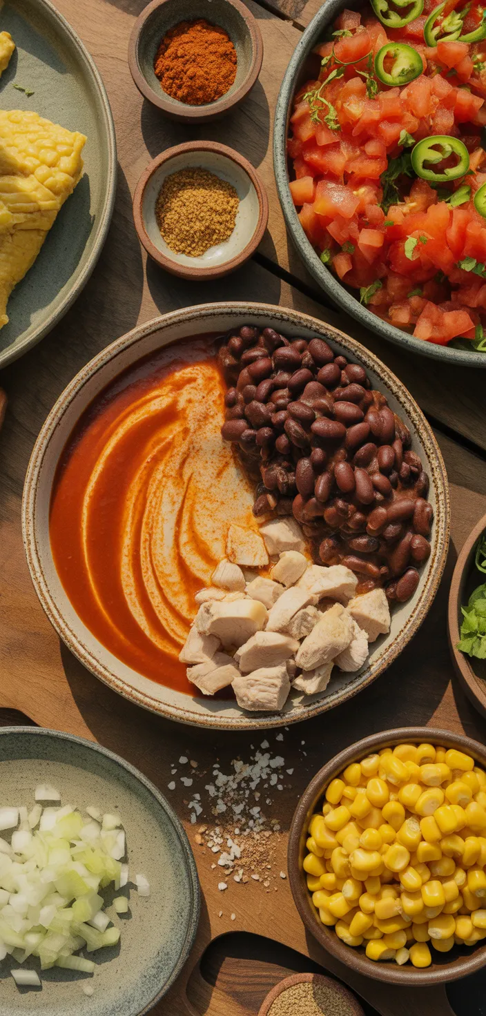 Ingredients photo for Crockpot Chicken Enchilada Soup {Easy + Low Calorie} Recipe