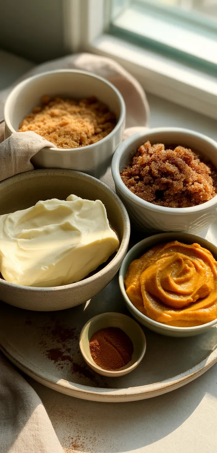 Ingredients photo for SWIRLED PUMPKIN CHEESECAKE BARS Recipe