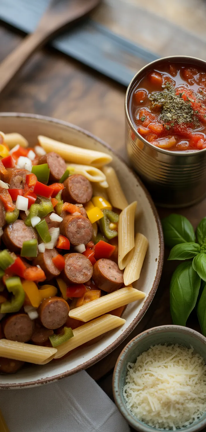 Ingredients photo for Skillet Italian Sausage And Peppers With Penne Recipe